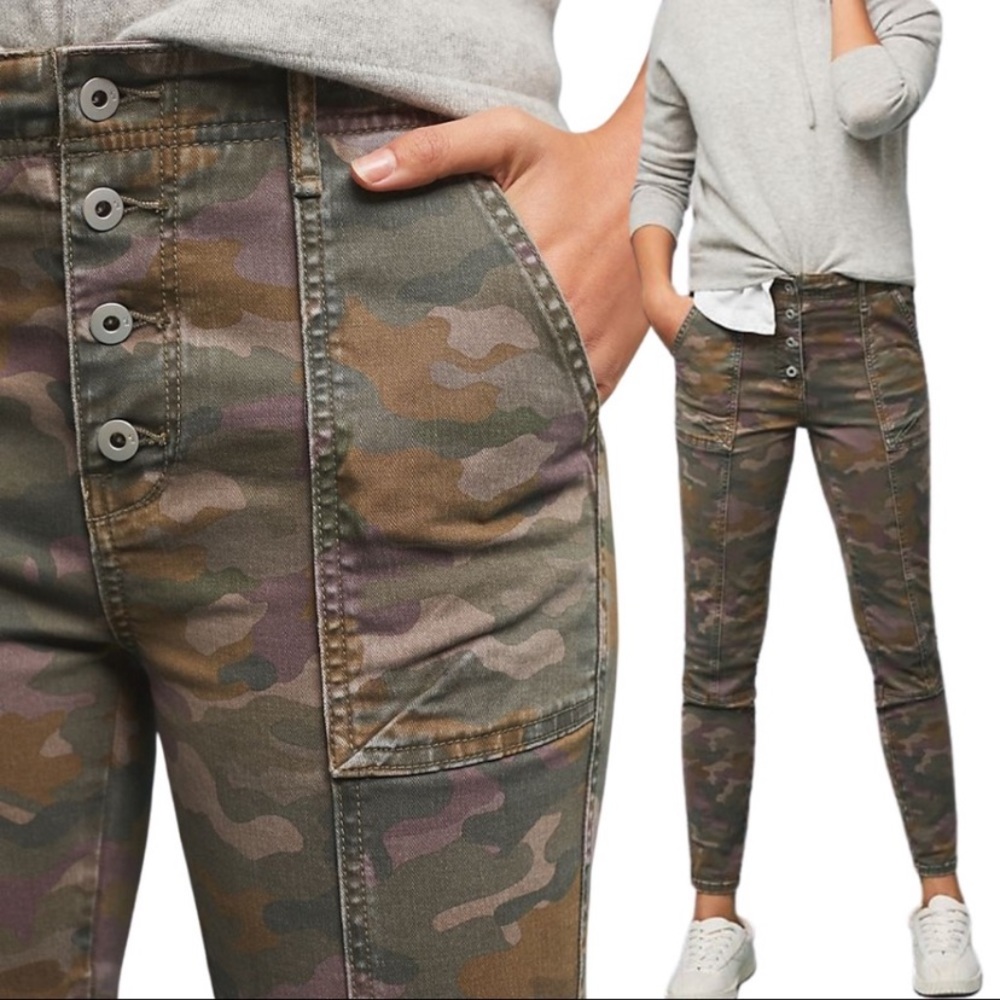 Anthropologie Button Fly Camo Utility Pants 26